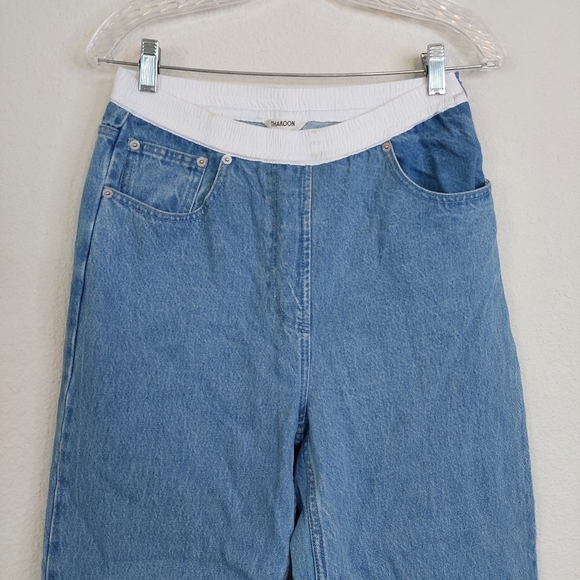 Thakoon Smocked Waist Wide Leg Denim Size 6 - Picture 4 of 13